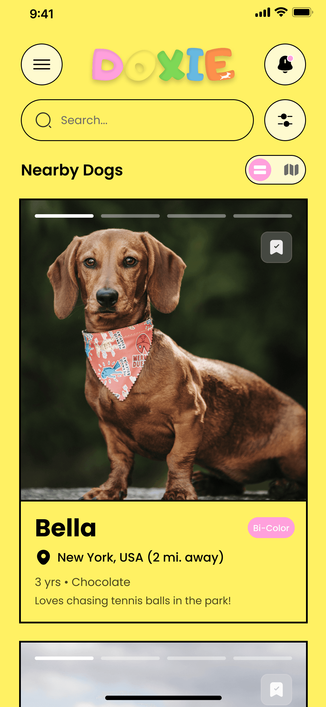 Doxie app dog profile screen