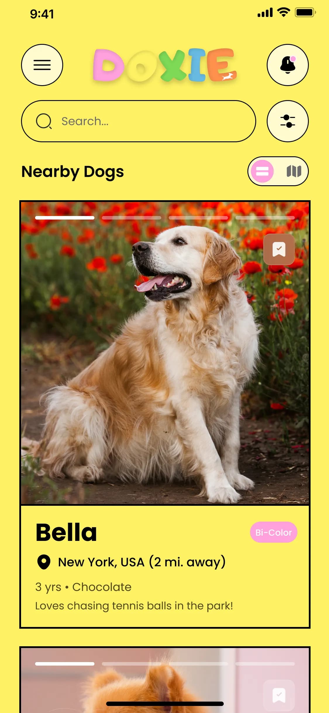 Doxie app dog profile screen